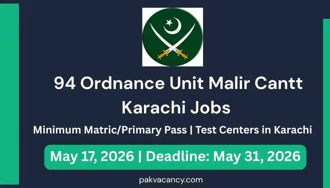 94 Ordnance Unit Malir Cantt Karachi Jobs 2026