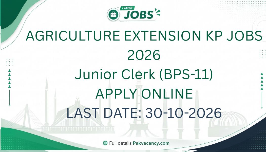 Agriculture Extension KP Jobs 2026 Apply Online – Junior Clerk Vacancies