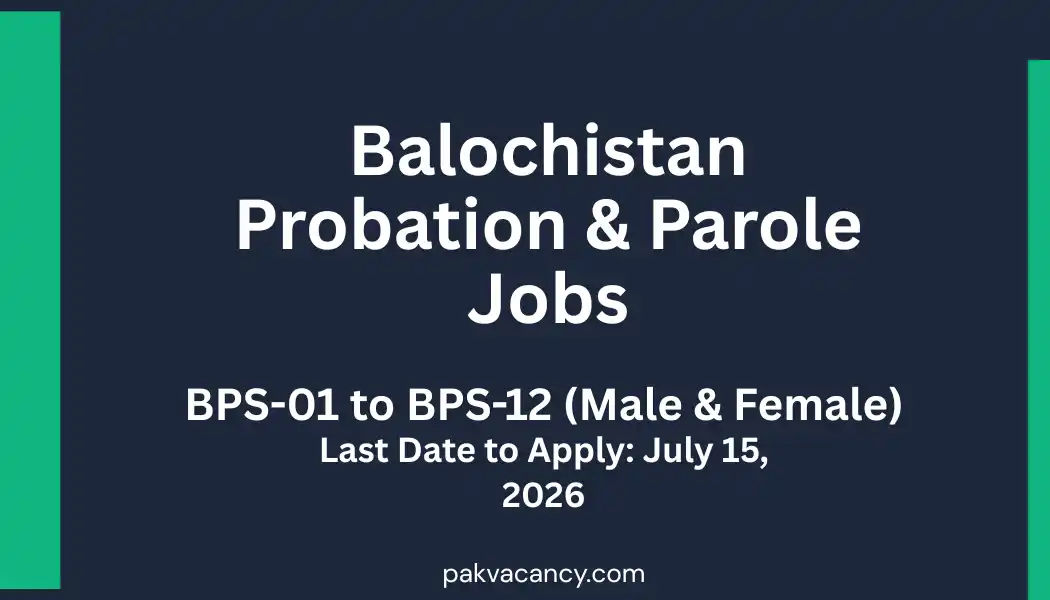 Balochistan Probation and Parole Department Jobs 2026 – Apply Offline