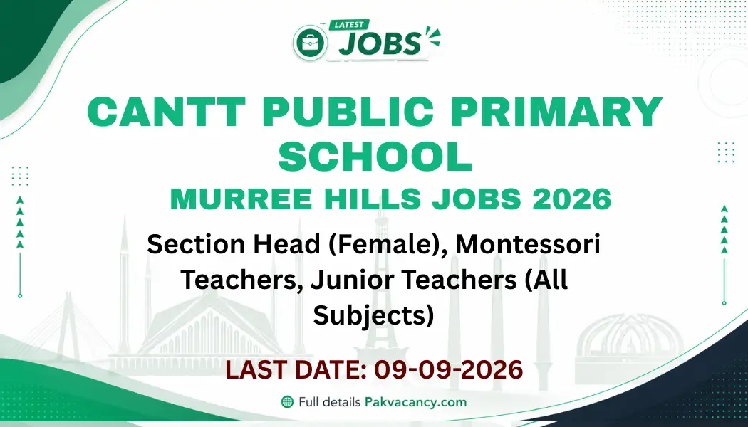 Cantt Public Primary School Murree Hills Jobs 2026 Apply Online