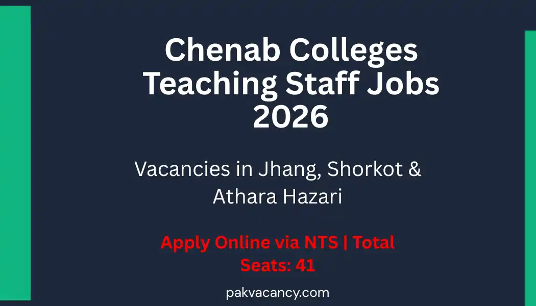 Chenab Colleges Jhang Jobs 2026 – Apply Online via NTS for Teaching Staff