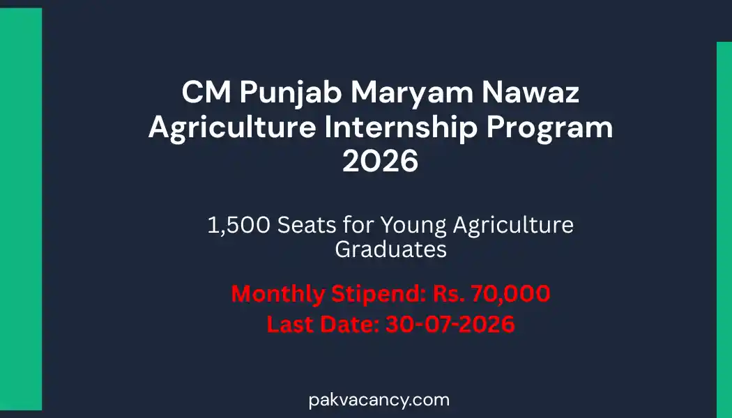 CM Punjab Maryam Nawaz Agriculture Graduate Internship Program 2026 – Apply Offline