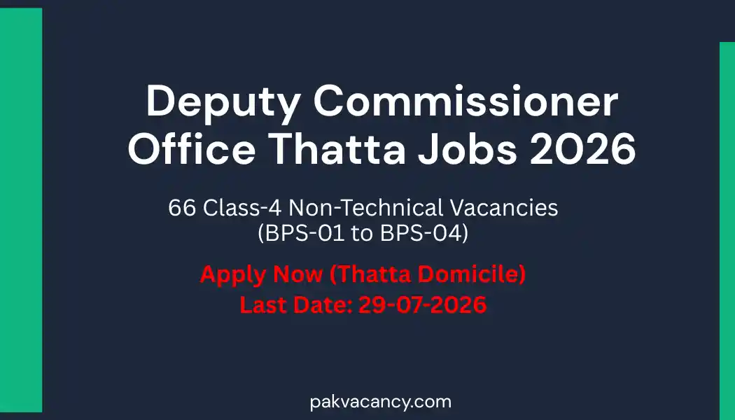 Deputy Commissioner Office Thatta Jobs 2026 – Class-4 Non-Technical Vacancies