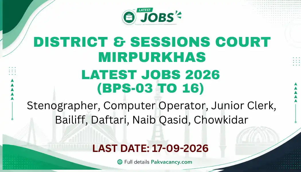 District and Sessions Court Mirpurkhas Jobs 2026 Apply Online STS