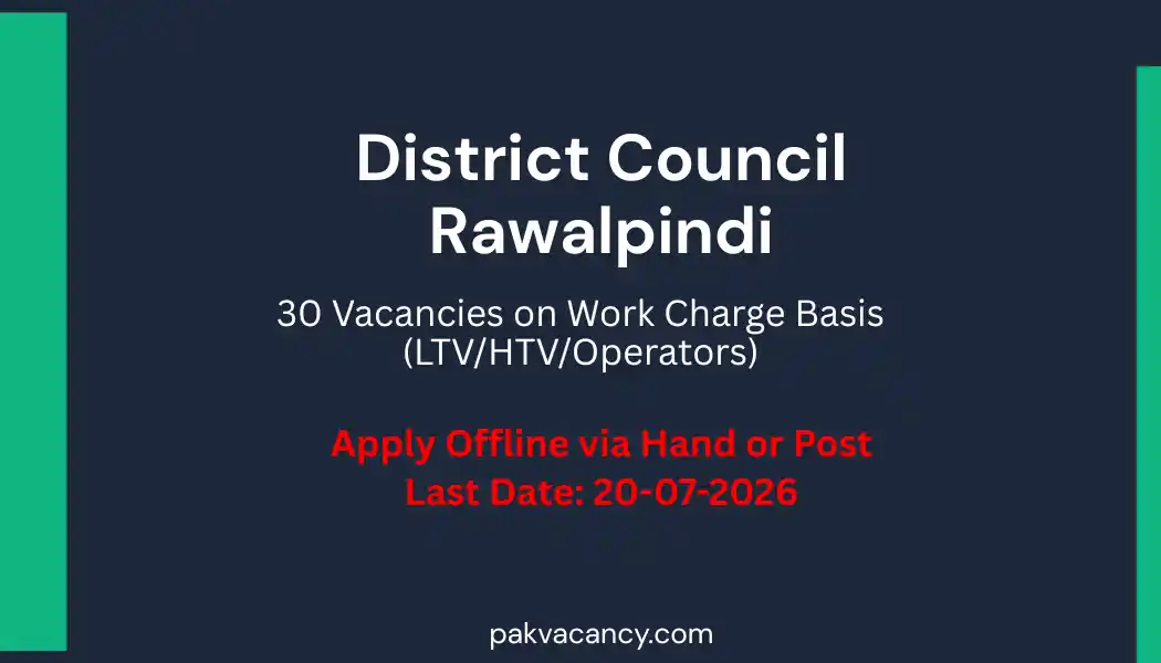District Council Rawalpindi Jobs 2026 – Work Charge Driver & Operator Vacancies