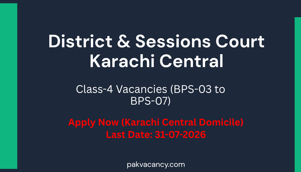 District & Sessions Court Karachi Central Jobs 2026 – Apply Offline