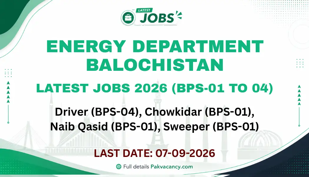 Energy Department Balochistan Jobs 2026 Apply Offline – BPS-01 to BPS-04