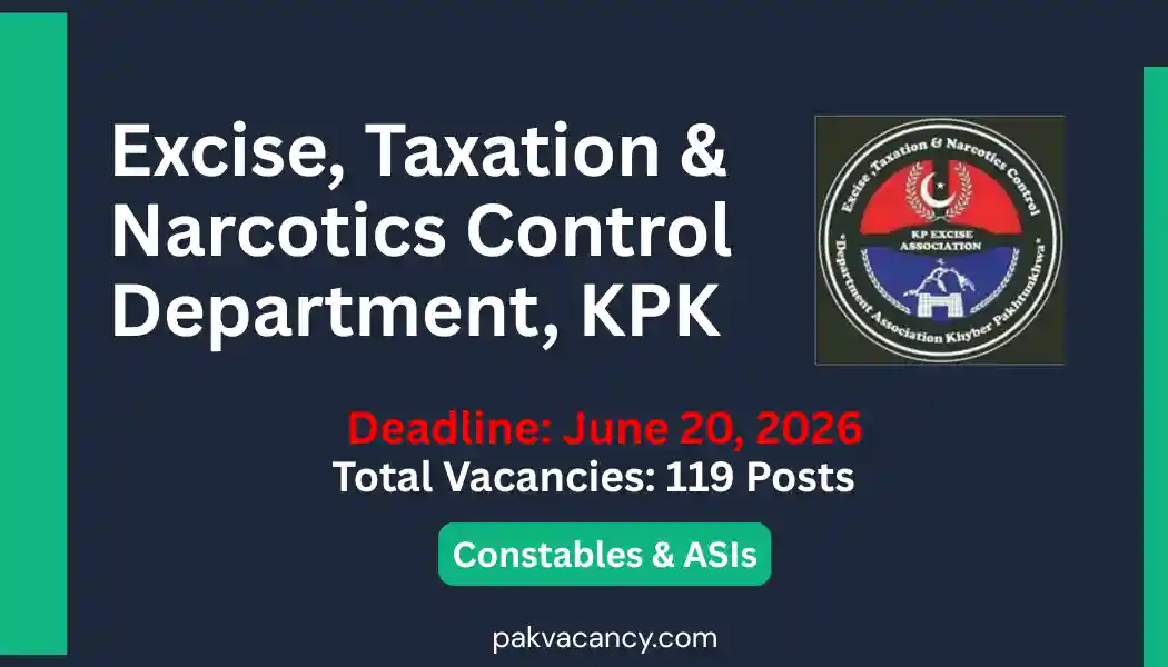 Excise Taxation and Narcotics Control KP Jobs 2026 – Apply via ETEA