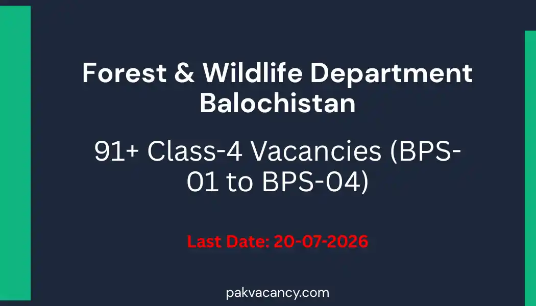 Forest & Wildlife Department Balochistan Jobs 2026 – Latest Class 4 Vacancies