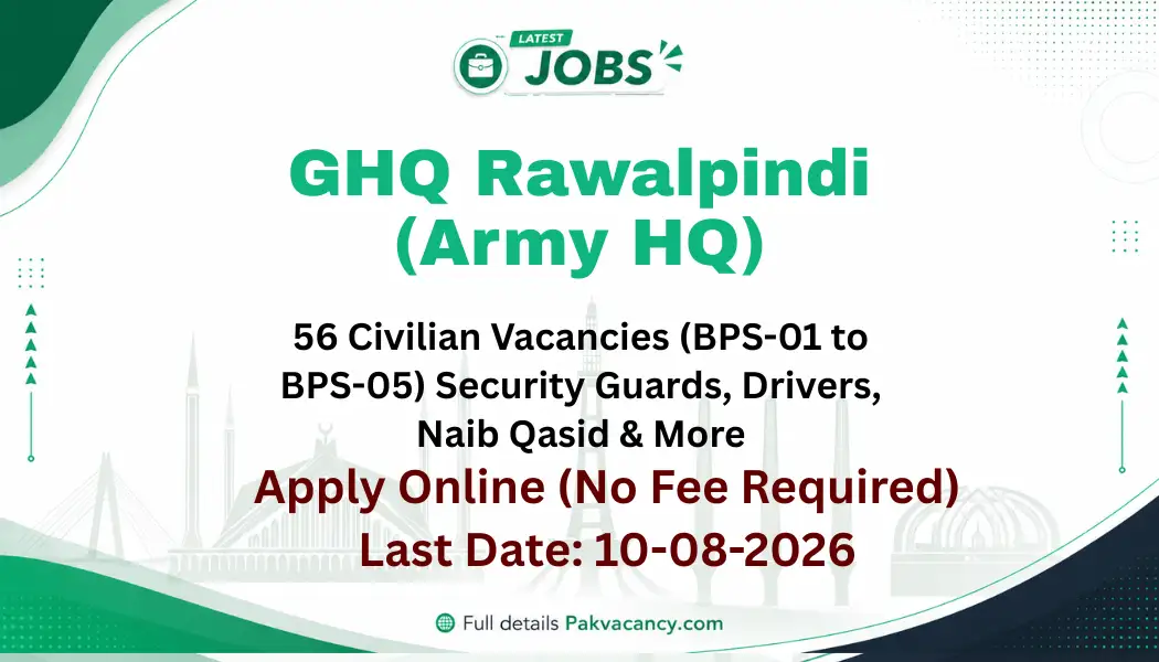GHQ Rawalpindi Jobs 2026 Apply Online | GHQ Civilian Vacancies