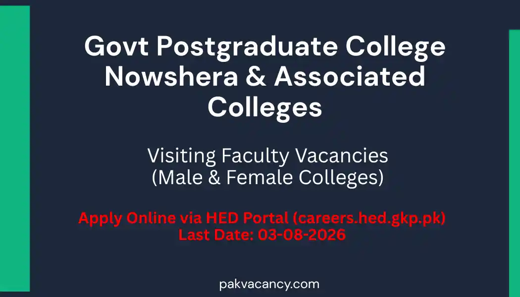 Govt Colleges Nowshera Visiting Faculty Jobs 2026 – Apply via HED Portal
