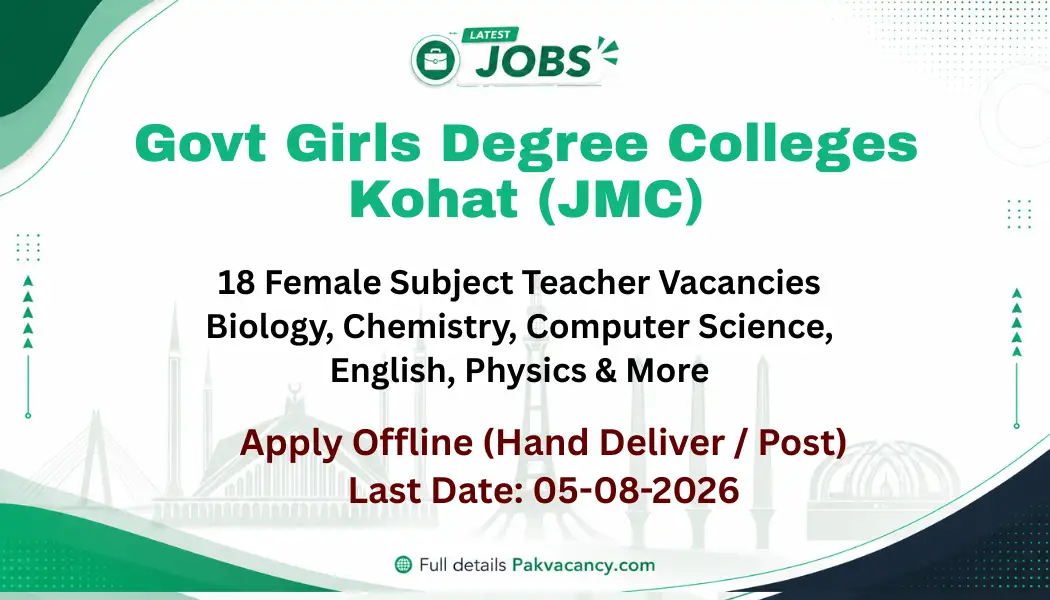 Govt Girls Degree Colleges Kohat Female Teaching Jobs 2026