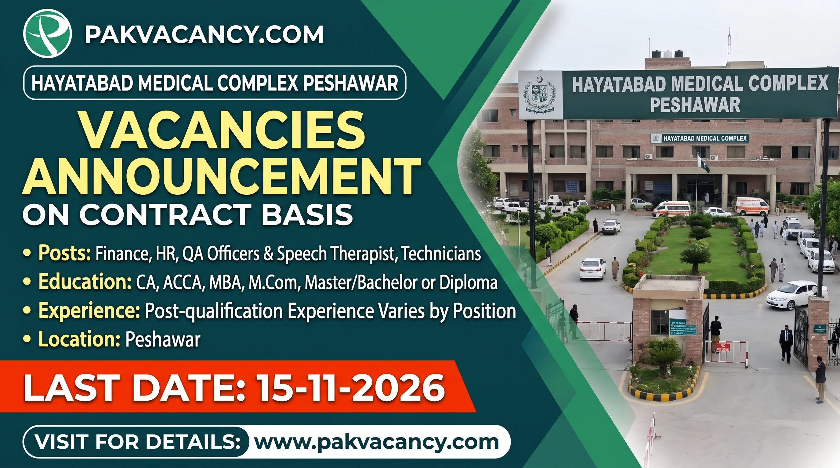 Hayatabad Medical Complex Jobs 2026 Peshawar
