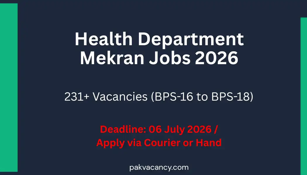 Health Department Mekran Division Jobs 2026 – 231+ Vacancies in Balochistan