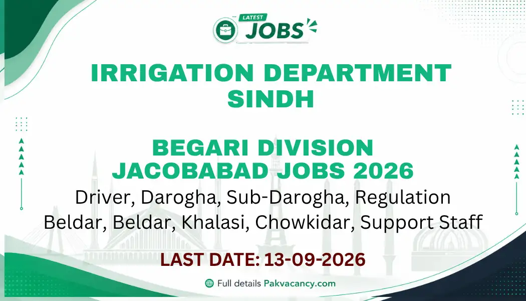 Irrigation Department Begari Division Jacobabad Jobs 2026