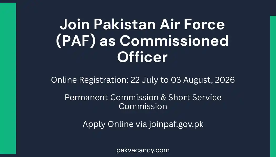Join Pakistan Air Force Commissioned Officer Jobs 2026 – Online Registration Open