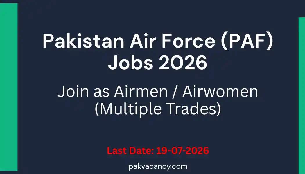 Join Pakistan Air Force PAF Aero-Trade & Airwoman Jobs 2026 – Online Registration