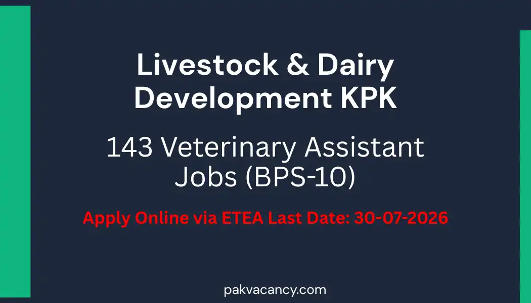 Livestock & Dairy Development KPK Jobs 2026 – Apply Online Via ETEA