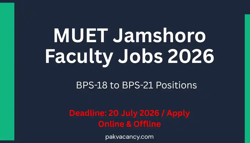 Mehran University of Engineering & Technology MUET Jamshoro Jobs 2026 – Faculty Positions