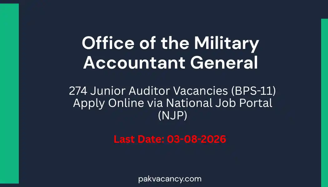 Military Accountant General Junior Auditor Jobs 2026 – 274 Vacancies Apply Online