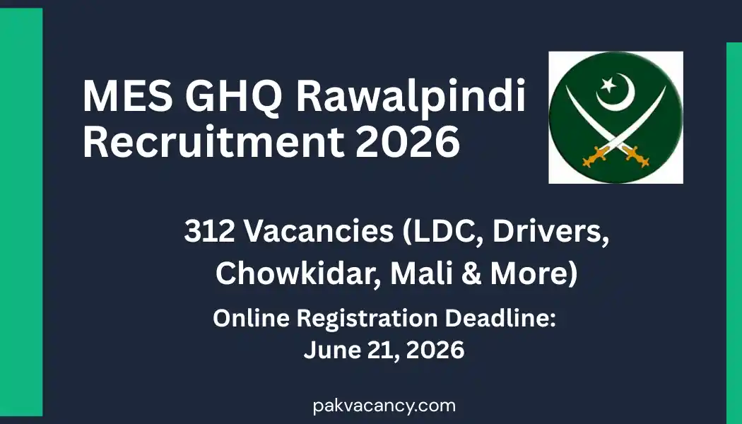 Military Engineering Services (MES) GHQ Jobs 2026 – Apply Online for 312 Vacancies