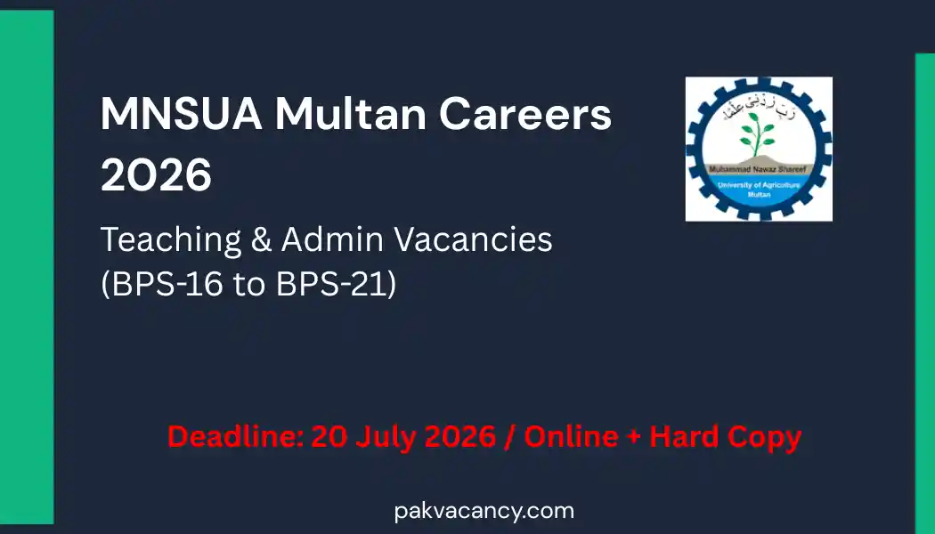 MNS University of Agriculture Multan Jobs 2026 – Faculty & Admin Vacancies