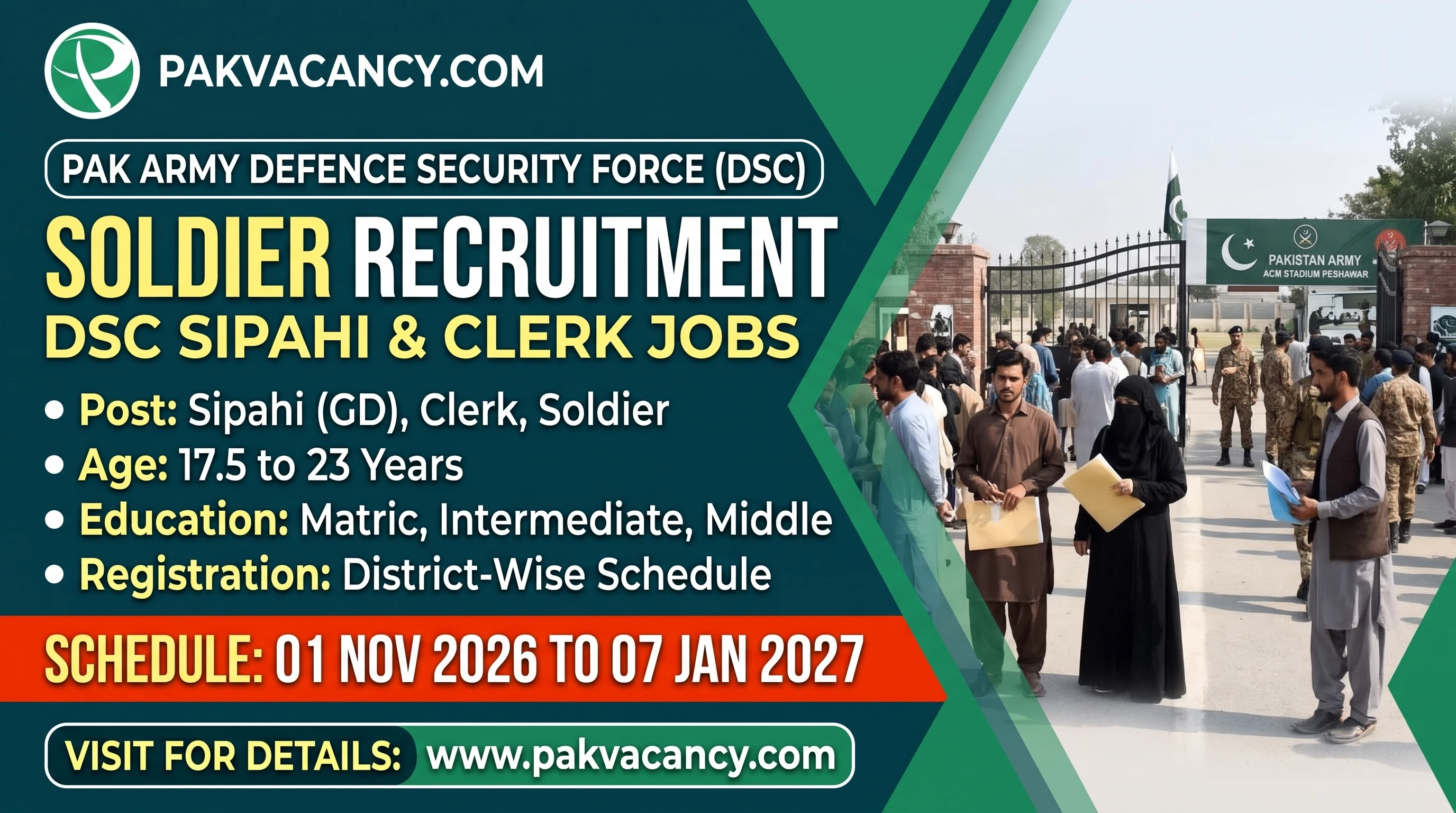 Pak Army DSC Soldier Jobs 2026