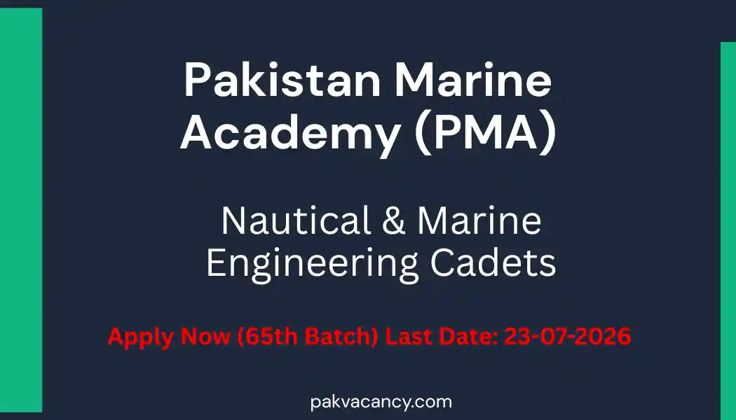 Pakistan Marine Academy PMA Cadet Admissions 2026 – 65th Batch (Session 2027-2028)