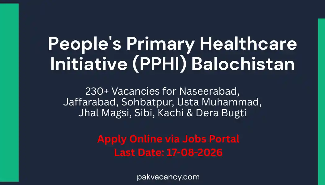 PPHI Balochistan Jobs 2026 – Naseerabad, Jaffarabad, Sibi, Sohbatpur, Kachi & Dera Bugti