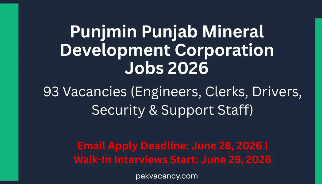 Punjab Mineral Development Corporation Jobs 2026 – Punjmin Walk-In Interview