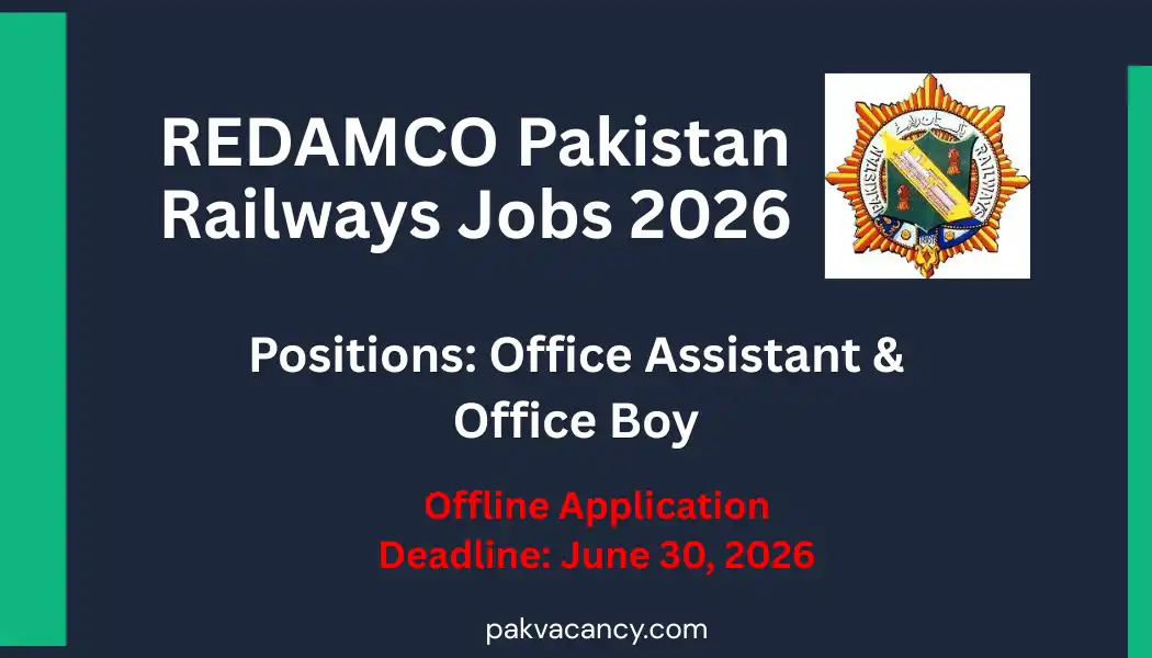 REDAMCO Pakistan Railways Jobs 2026 – Apply Offline for Office Staff