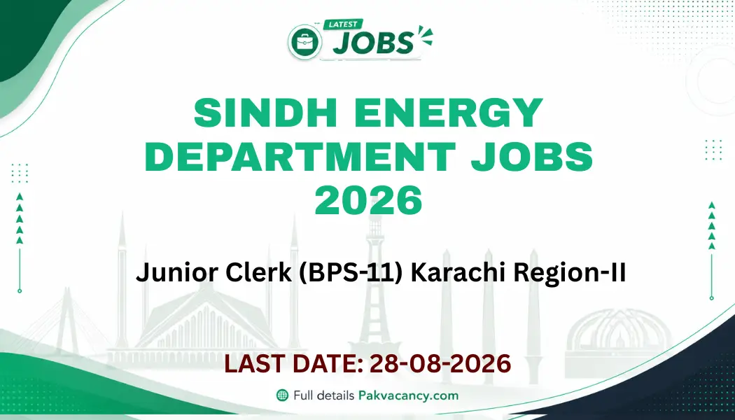 Sindh Energy Department Jobs 2026 Apply Online – Junior Clerk