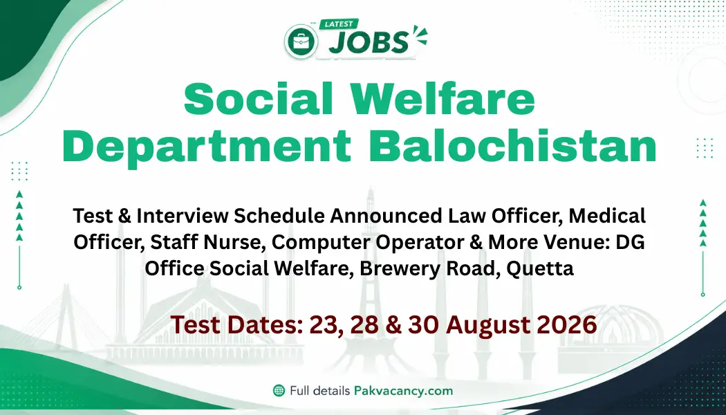 Social Welfare Department Balochistan Jobs 2026 Test & Interview Schedule