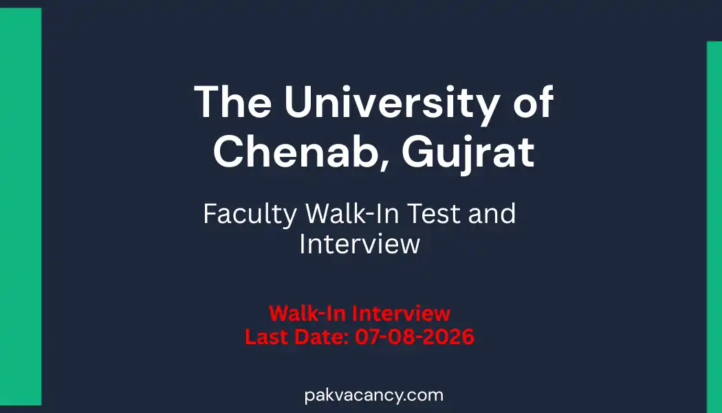 University of Chenab Jobs 2026 Walk In Interview Gujrat