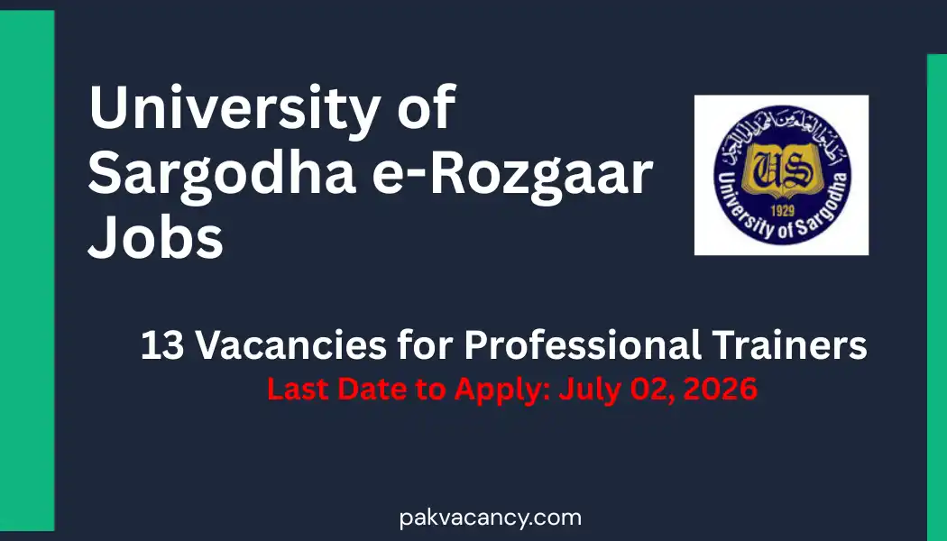 University of Sargodha UOS e-Rozgaar Trainer Jobs 2026 – Apply Online